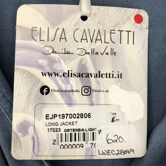 ELISA CAVALETTI Slate Blue Slouchy Jersey Buttoned Long Overcoat NWT crepe SP - Picture 9 of 16